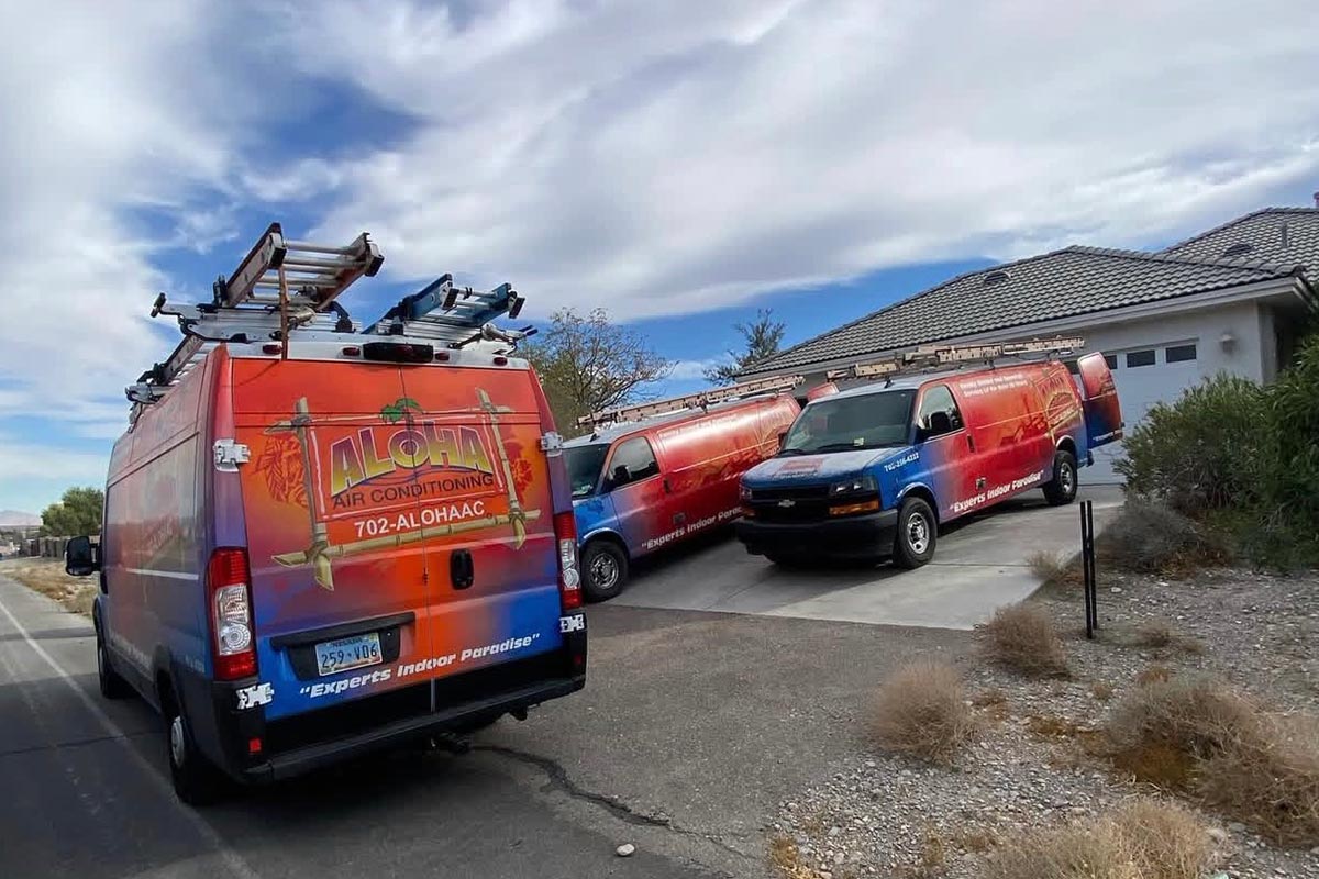 vans in front of house